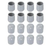 sourcing map Chair Leg Floor Protectors, 16pcs 3/4" - Plastic Round Chair Leg Caps, Non-Slip Slip-On Furniture Feet Covers for Folding Metal Chair (Grey)