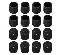 sourcing map Chair Leg Floor Protectors, 16pcs 7/8" - Plastic Round Chair Leg Caps, Non-Slip Slip-On Furniture Feet Covers for Folding Metal Chair (Black)
