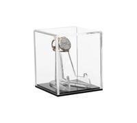sourcing map Championship Ring Display Case with Wooden Base, Acrylic Baseball Display Cube Dustproof Ring Holders for Baseball, Softball, Super Bowl, Football Ring (Wooden/Clear, 4Slot)
