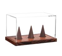 sourcing map Championship Ring Display Case with Wooden Base, Acrylic Baseball Display Cube Dustproof Ring Holders for Baseball, Softball, Super Bowl, Football Ring, Wooden/Clear