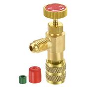 sourcing map Charging Valve 1/4 SAE Male to 5/16 SAE Female Thread Adapter Shut-Off Flow Control for HVAC Refrigeration Refill
