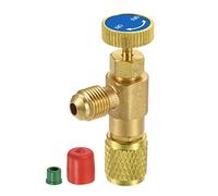 sourcing map Charging Valve 5/16 SAE Male to 1/4 SAE Female Thread Shut-Off Flow Adjust Adapter for HVAC Refrigeration