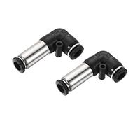 sourcing map Check Valve 8mm Inner Dia. Inline Air Tube Fitting Push to Connect Pneumatic Elbow Quick Connector for Vacuum Air Compressor Pump Black Pack of 2