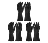 sourcing map Chemical Resistant Gloves, Latex Industrial Gloves Anti-Slip Protective Safety Work Glove for Cleaning Dish Washing Resist Acid Alkali, X-Large, Black, Pair of 3