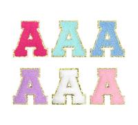 sourcing map Chenille Letter Patches 2.2" Self Adhesive Alphabet A Stick on Embroidered Patch Sew on Letter Stickers Applique for Repairing Clothing Jeans Shoes(Multicolored, Pack of 6)