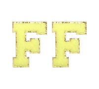 sourcing map Chenille Letter Patches 2.2" Self Adhesive Alphabet F Stick on Embroidered Patch Sew on Letter Stickers Applique for Repairing Clothing Jeans Shoes Hats DIY(Yellow, Pack of 2)