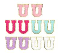 sourcing map Chenille Letter Patches 2.2" Self Adhesive Alphabet U Stick on Embroidered Patch Sew on Letter Stickers Applique for Repairing Clothing Jeans Shoes Hats (Multicolored, Pack of 10)