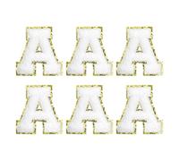 sourcing map Chenille Letter Patches 2.2" Self Adhesive Letter A Stick on Embroidered Patch Sew on Letter Stickers Applique for Repairing Clothing Jeans Shoes Hats DIY(White, Pack of 6)