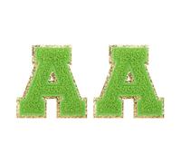 sourcing map Chenille Letter Patches 2.2" Self Adhesive Letter A Stick on Embroidered Patch Sew on Letter Stickers Applique for Repairing Clothing Jeans Shoes Hats DIY(Green, Pack of 2)