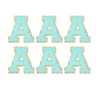 sourcing map Chenille Letter Patches 2.2" Self Adhesive Letter A Stick on Embroidered Patch Sew on Letter Stickers Applique for Repairing Clothing Jeans Shoes Hats DIY(Blue, Pack of 6)