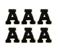 sourcing map Chenille Letter Patches 2.2" Self Adhesive Letter A Stick on Embroidered Patch Sew on Letter Stickers Applique for Repairing Clothing Jeans Shoes Hats DIY(Black, Pack of 6)