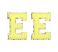 sourcing map Chenille Letter Patches 2.2" Self Adhesive Letter E Stick on Embroidered Patch Sew on Letter Stickers Applique for Repairing Clothing Jeans Shoes Hats DIY(Yellow, Pack of 2)