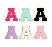 sourcing map Chenille Letter Patches 3.3" Alphabet A Iron on Embroidered Patch Sew on Letter Stickers Applique for Repairing Clothing Jeans Shoes Hats DIY(Multicolored, Pack of 6)