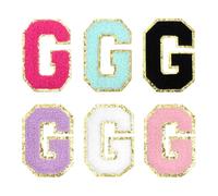 sourcing map Chenille Letter Patches 3.3" Alphabet G Iron on Embroidered Patch Sew on Letter Stickers Applique for Repairing Clothing Jeans Shoes Hats DIY(Multicolored, Pack of 6)
