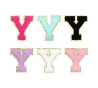 sourcing map Chenille Letter Patches 3.3" Alphabet Y Iron on Embroidered Patch Sew on Letter Stickers Applique for Repairing Clothing Jeans Shoes Hats DIY(Multicolored, Pack of 6)
