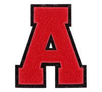 sourcing map Chenille Letter Patches, 4" Alphabet A Iron on Patches Decorative Repair Sew on Appliques for Repairing Clothing Jeans Shoes Hats DIY (Black Edge Red)