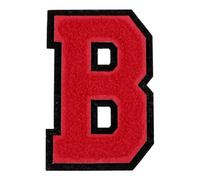 sourcing map Chenille Letter Patches, 4" Alphabet B Iron on Patches Decorative Repair Sew on Appliques for Repairing Clothing Jeans Shoes Hats DIY (Black Edge Red)