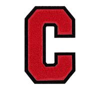 sourcing map Chenille Letter Patches, 4" Alphabet C Iron on Patches Decorative Repair Sew on Appliques for Repairing Clothing Jeans Shoes Hats DIY (Black Edge Red)