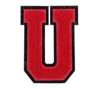 sourcing map Chenille Letter Patches, 4" Alphabet U Iron on Patches Decorative Repair Sew on Appliques for Repairing Clothing Jeans Shoes Hats DIY (Black Edge Red)