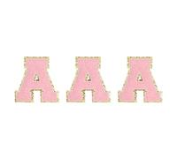sourcing map Chenille Letters a Patches Large Size 80mm/3.15 Inch Iron-on Letters a Patches Golden Glitter Embroidered Patches for Clothing, Shoes, Hats, Backpacks Pack of 3(Pink)