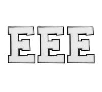 sourcing map Chenille Letters E Patches Large Size 4-1/2 Inch Iron on Letters E Patches Black Glitter Embroidered Patches for Clothing, Shoes, Hats, Backpacks Pack of 3(White)