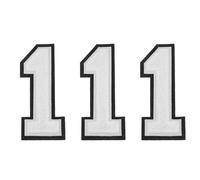 sourcing map Chenille Number 1 Patches 4-1/2 Inch Height Iron on Number 1 Patches Black Glitter Embroidered Patches for Clothing, Shoes, Hats, Backpacks Pack of 3(White)