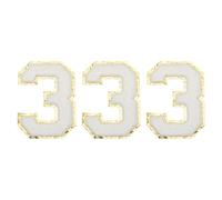 sourcing map Chenille Number 3 Patches 4-1/2 Inch Height Iron on Number 3 Patches Golden Glitter Embroidered Patches for Clothing, Shoes, Hats, Backpacks Pack of 3(White)
