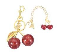 sourcing map Cherry Keychain, Cherry Bag Charm Initial A Letter Charm, Cute Keychain Tote Bag Accessories for Women Purse Handbag Backpack Wallet Car Key Gifts, Gold/Red