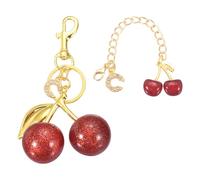 sourcing map Cherry Keychain, Cherry Bag Charm Initial C Letter Charm, Cute Keychain Tote Bag Accessories for Women Purse Handbag Backpack Wallet Car Key Gifts, Gold/Red