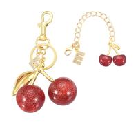 sourcing map Cherry Keychain, Cherry Bag Charm Initial E Letter Charm, Cute Keychain Tote Bag Accessories for Women Purse Handbag Backpack Wallet Car Key Gifts, Gold/Red