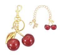 sourcing map Cherry Keychain, Cherry Bag Charm Initial F Letter Charm, Cute Keychain Tote Bag Accessories for Women Purse Handbag Backpack Wallet Car Key Gifts, Gold/Red