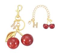 sourcing map Cherry Keychain, Cherry Bag Charm Initial H Letter Charm, Cute Keychain Tote Bag Accessories for Women Purse Handbag Backpack Wallet Car Key Gifts, Gold/Red