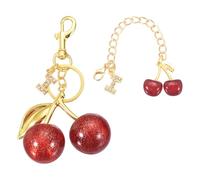 sourcing map Cherry Keychain, Cherry Bag Charm Initial I Letter Charm, Cute Keychain Tote Bag Accessories for Women Purse Handbag Backpack Wallet Car Key Gifts, Gold/Red