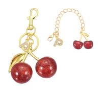 sourcing map Cherry Keychain, Cherry Bag Charm Initial P Letter Charm, Cute Keychain Tote Bag Accessories for Women Purse Handbag Backpack Wallet Car Key Gifts, Gold/Red
