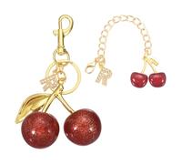 sourcing map Cherry Keychain, Cherry Bag Charm Initial R Letter Charm, Cute Keychain Tote Bag Accessories for Women Purse Handbag Backpack Wallet Car Key Gifts, Gold/Red