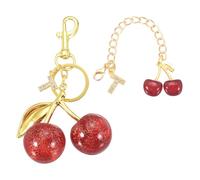 sourcing map Cherry Keychain, Cherry Bag Charm Initial T Letter Charm, Cute Keychain Tote Bag Accessories for Women Purse Handbag Backpack Wallet Car Key Gifts, Gold/Red