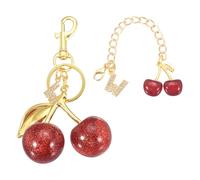 sourcing map Cherry Keychain, Cherry Bag Charm Initial W Letter Charm, Cute Keychain Tote Bag Accessories for Women Purse Handbag Backpack Wallet Car Key Gifts, Gold/Red