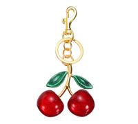 sourcing map Cherry Keychain for Women Handbags Charm Cute Cherry Accessories with Key Ring and Clip Fruit Shaped Bag Charm for Women Girls Handbags Backpacks Decoration, Gold-Red-Green