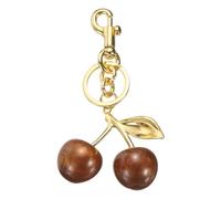 sourcing map Cherry Keychain for Women Handbags Charm Cute Cherry Accessories with Key Ring and Clip Fruit Shaped Bag Charm for Women Girls Handbags Backpacks Decoration, Gold-Brown