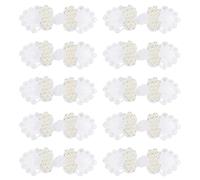 sourcing map Chinese Knots Sewing Buttons Closure, 10 Pairs 60x25mm Knot Frog Buttons, Sewing Buttons Fasteners with Beads for DIY Cheongsam Tang Suit Coats Bridal Costumes Outfit (White)