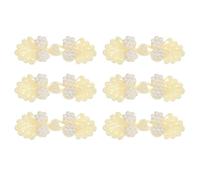 sourcing map Chinese Knots Sewing Buttons Closure, 6 Pairs 60x25mm Knot Frog Buttons, Sewing Buttons Fasteners with Beads for DIY Cheongsam Tang Suit Coats Bridal Costumes Outfit (Apricot)