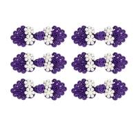 sourcing map Chinese Knots Sewing Buttons Closure, 6 Pairs 60x25mm Knot Frog Buttons, Sewing Buttons Fasteners with Beads for DIY Cheongsam Tang Suit Coats Bridal Costumes Outfit (Dark Purple)