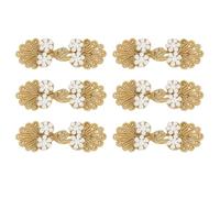 sourcing map Chinese Knots Sewing Buttons Closure, 6 Pairs 60x25mm Knot Frog Buttons, Sewing Buttons Fasteners with Beads for DIY Cheongsam Tang Suit Coats Bridal Costumes Outfit (Camel)