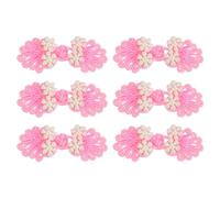 sourcing map Chinese Knots Sewing Buttons Closure, 6 Pairs 60x25mm Knot Frog Buttons, Sewing Buttons Fasteners with Beads for DIY Cheongsam Tang Suit Coats Bridal Costumes Outfit (Pink)