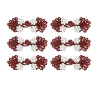 sourcing map Chinese Knots Sewing Buttons Closure, 6 Pairs 60x25mm Knot Frog Buttons, Sewing Buttons Fasteners with Beads for DIY Cheongsam Tang Suit Coats Bridal Costumes Outfit (Date Red)