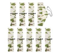sourcing map Chopstick Case, 9 Pcs Chopstick Storage Japanese Style Cutlery Pouch Portable Utensil Travel Case Bag Sleeves Tableware Storage for Spoon Fork Straws, White Base Forest
