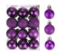 sourcing map Christmas Ball Ornaments Christmas Tree Decorations Balls Purple Baubles 1.6"/4CM for Party Decoration Wedding Holiday Christmas Decor 24Pcs