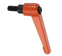 sourcing map Clamping Lever Handles for Lathe, M6x12mm Male Thread Orange | Adjustable Knobs Handle, Push Button Ratchet, Quick Release Locking Rotating Bolt, for Lathe Machinery