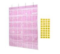 sourcing map Classroom Pocket Chart for Cell Phone, 36-Pocket Phone Calculator Holder Organizer Door Wall Hanging, Pink