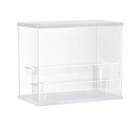sourcing map Clear Acrylic Display Case with LED Light 2 Tier Dustproof Showcase Assemble Cube Display Boxes Stand for Collectibles, Action Figures (12.6x7.09x10.43)White